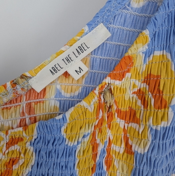 Abel the Label Floral Maxi Dress Blue Yellow SZ Medium - Picture 5 of 6